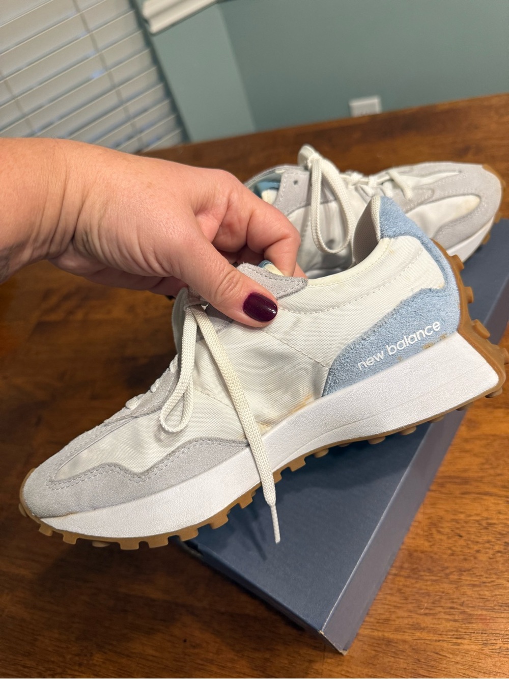 New Balance 327 Grey Blue Women's Lifestyle Sneakers WS327FRC Size 7.5 - Picture 4 of 15